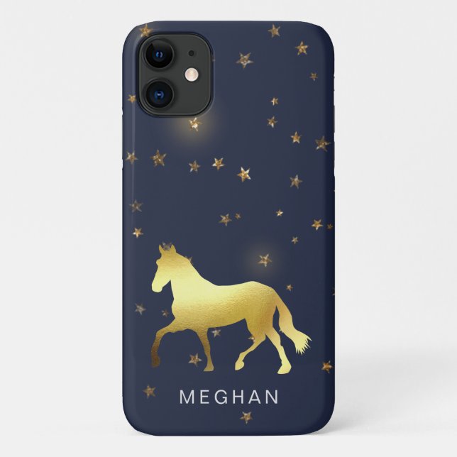 gold horse stars equestrian Monogram Phone case (Back)