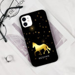 Gold Horse Stars Equestrian Personalised Monogram  iPhone 11 Case<br><div class="desc">Metallic horse illustration in gold on a black background with matching stars coupled with an elegant script. Check our store for more items from this collection.</div>