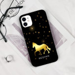 Gold Horse Stars Equestrian Personalized Monogram  Case-Mate iPhone Case<br><div class="desc">Metallic horse illustration in gold on a black background with matching stars coupled with an elegant script. Check our store for more items from this collection.</div>