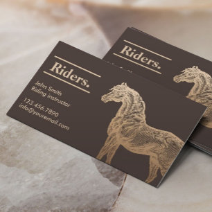 Gold Horse Tan Horseback Riding Business Card