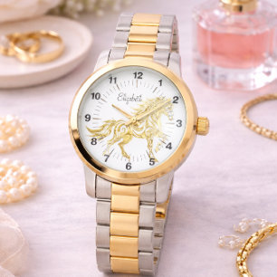 Gold Horse Watch Gift for Her Elegant Style