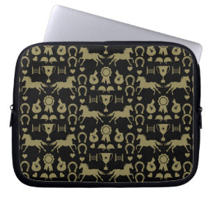 Gold Horseback Riding Laptop Sleeve
