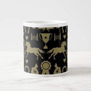 Gold Horseback Riding Large Coffee Mug