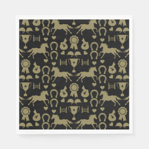 Gold Horseback Riding  Napkin