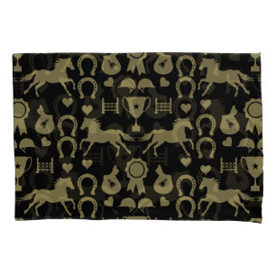Gold Horseback Riding Pillowcase