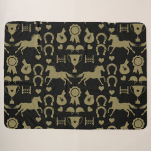 Gold Horseback Riding Sherpa Blanket