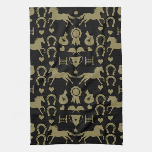 Gold Horseback Riding  Tea Towel