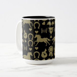 Gold Horseback Riding  Two-Tone Coffee Mug