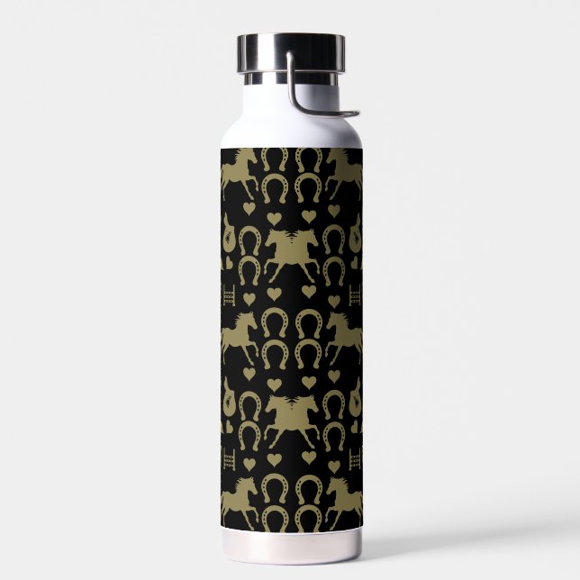 Gold Horseback Riding  Water Bottle (Left)
