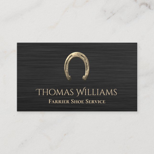 Gold Horseshoe Equestrian Horse Farrier Service Business Card (Front)