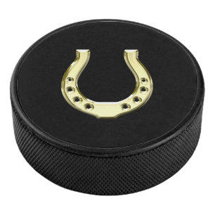 Gold Horseshoe Hockey Puck