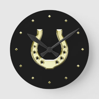 Gold Horseshoe Round Clock