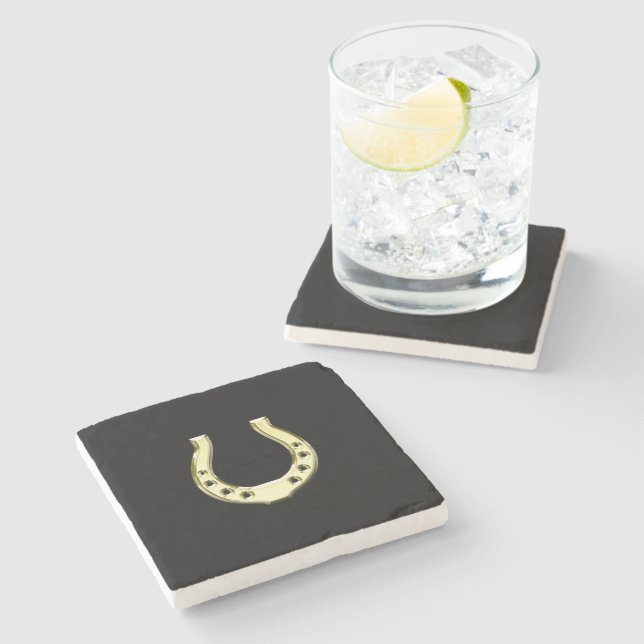 Gold Horseshoe Stone Coaster (Side)