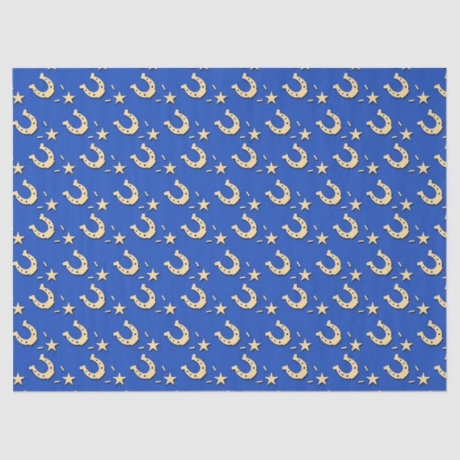 Gold Horseshoes and Stars Tissue Paper (Front)