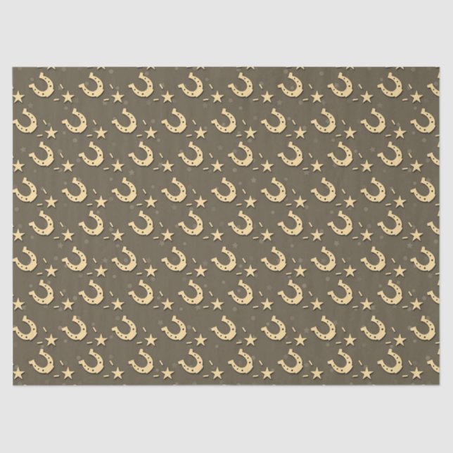 Gold Horseshoes and Stars Tissue Paper (Front)