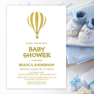 Gold Hot Air Balloon Baby Shower Invitation