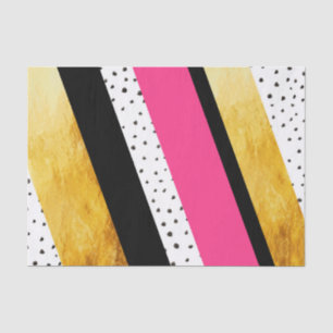 Gold Hot Pink Black White Dots Stripes Tissue Tissue Paper