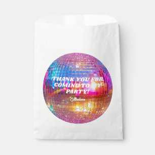 Gold Hot Pink Disco Ball Birthday Party Thank You Favour Bags