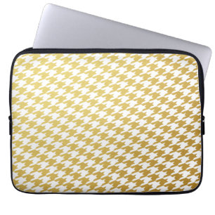 Gold Houndstooth Pattern Laptop Sleeve