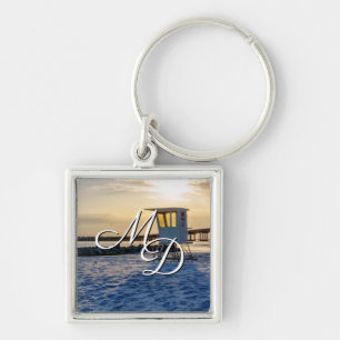 Gold Hour Destin East Pass Square Keychain