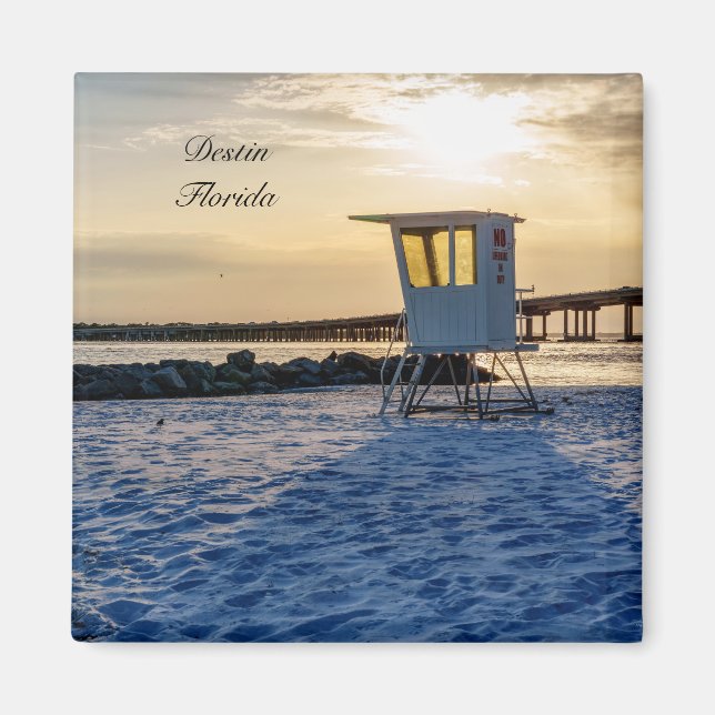 Gold Hour Destin East Pass Square Magnet (Front)