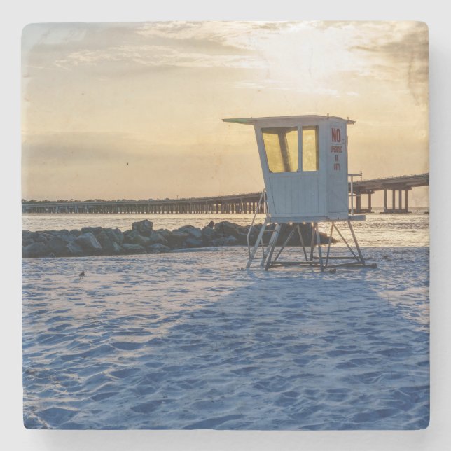 Gold Hour Destin East Pass Stone Coaster (Front)