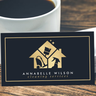 Gold House Cleaning Services Business Card