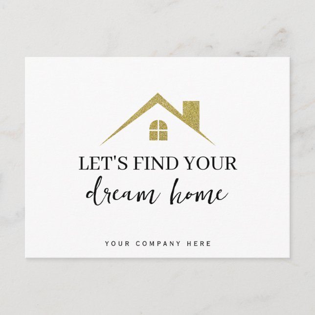 Gold House Let's Find Your Dream Home Realty  Postcard (Front)