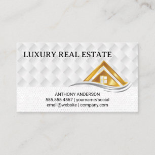 Gold House Logo   Real Estate Logo Business Card