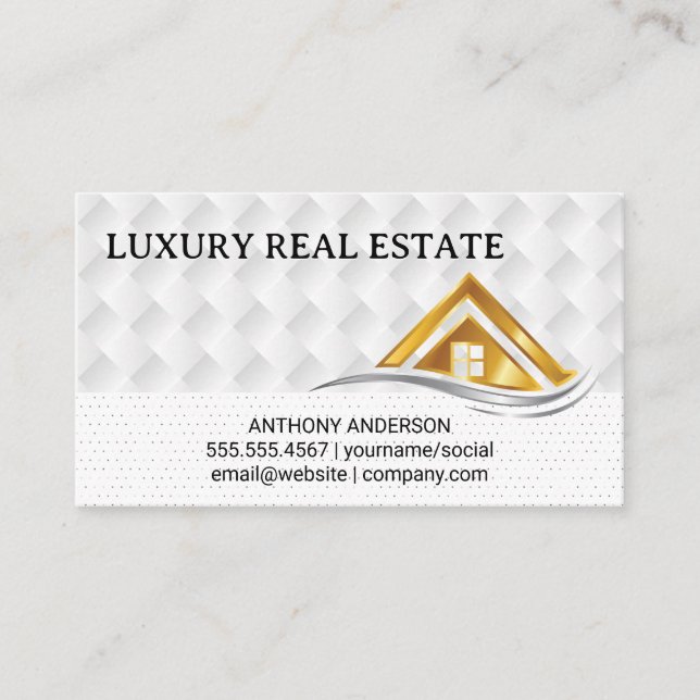 Gold House Logo | Real Estate Logo Business Card (Front)
