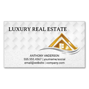Gold House Logo   Real Estate Logo Magnetic Business Card