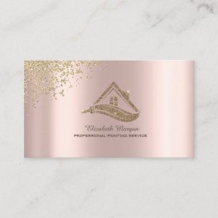 Gold House Roof Brush Diamonds Business Card
