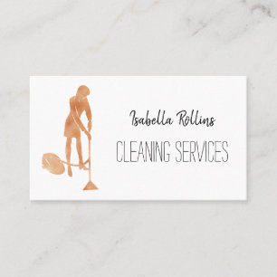 Gold Housekeeper Cleaning Services Maid Business Card