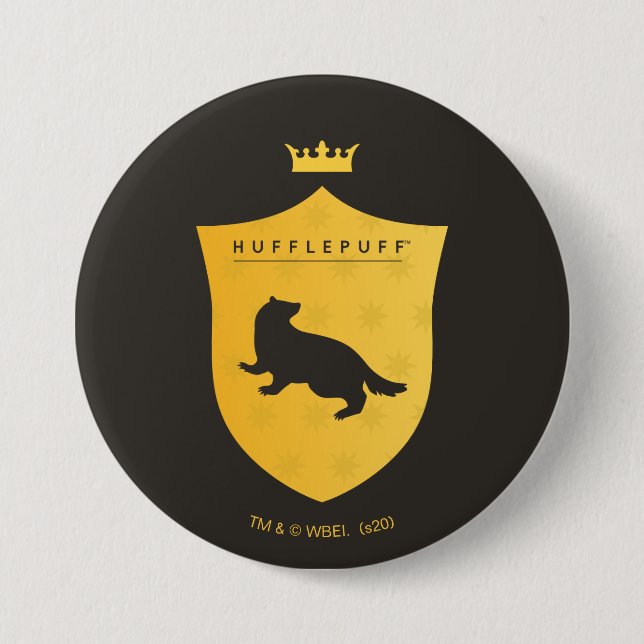 Gold HUFFLEPUFF™ Crowned Crest 7.5 Cm Round Badge (Front)