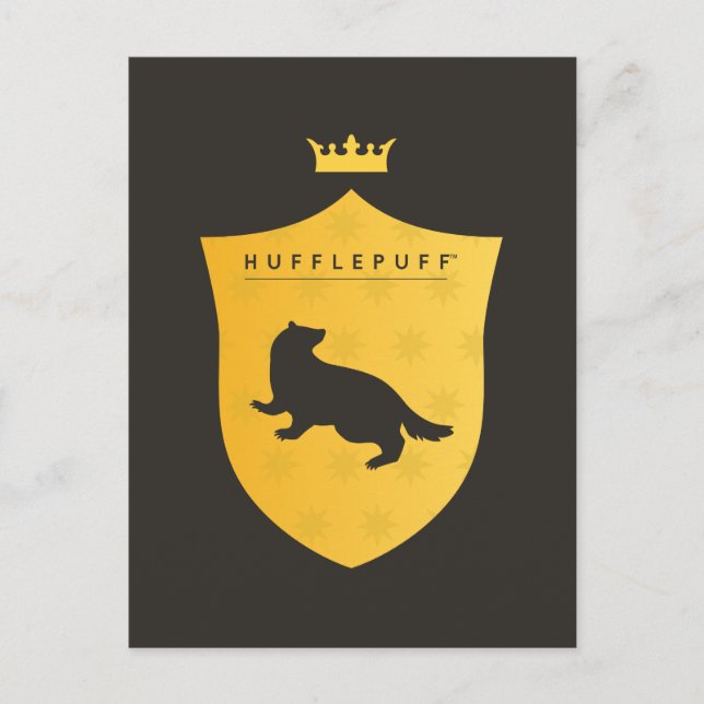 Gold HUFFLEPUFF™ Crowned Crest Invitation Postcard (Front)