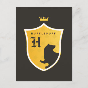 Gold HUFFLEPUFF™ Outlined Crowned Crest Invitation Postcard