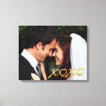 Gold Hugs and Kisses Wedding Photo Canvas Print<br><div class="desc">Elegant gold X's and O's accent your wedding photo on this canvas,  making it a perfect gift for yourself or your parents.</div>