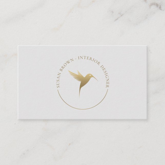 Gold Humming Bird Logo Business Card (Front)