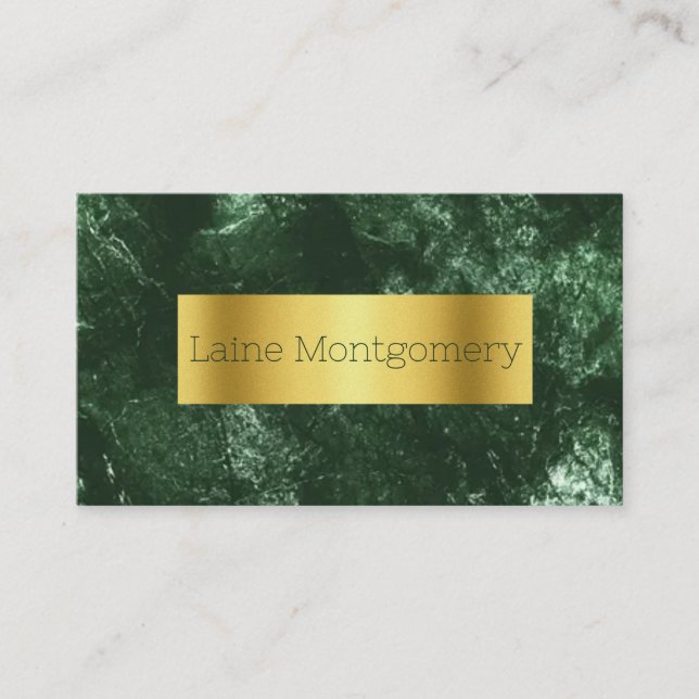 Gold & Hunter Green Classic Marbled Business Card (Front)