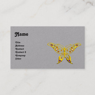 GOLD HYPER BUTTERFLY Grey Paper Business Card