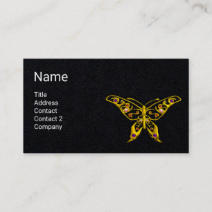 GOLD HYPER BUTTERFLY JEWEL ,GEMSTONES Black Paper Business Card