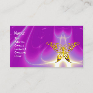 GOLD HYPER BUTTERFLY,Pink,Purple,Violet Light Wave Business Card