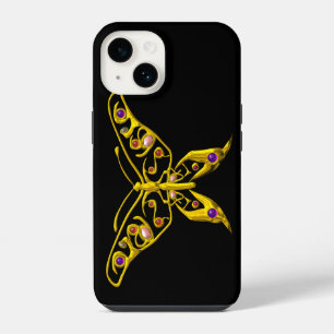 GOLD HYPER BUTTERFLY WITH GEMSTONES Black iPhone 14 Case