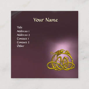 GOLD HYPER DRAGON CELTIC KNOTS PURPLE GEM MONOGRAM SQUARE BUSINESS CARD