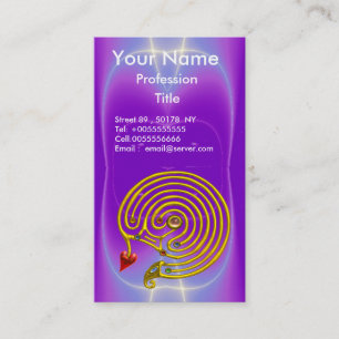 GOLD HYPER LABYRINTH / PURPLE BLUE LIGHT WAVES BUSINESS CARD