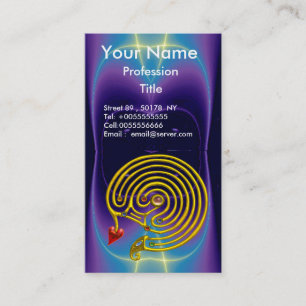 GOLD HYPER LABYRINTH / PURPLE TEAL LIGHT WAVES BUSINESS CARD