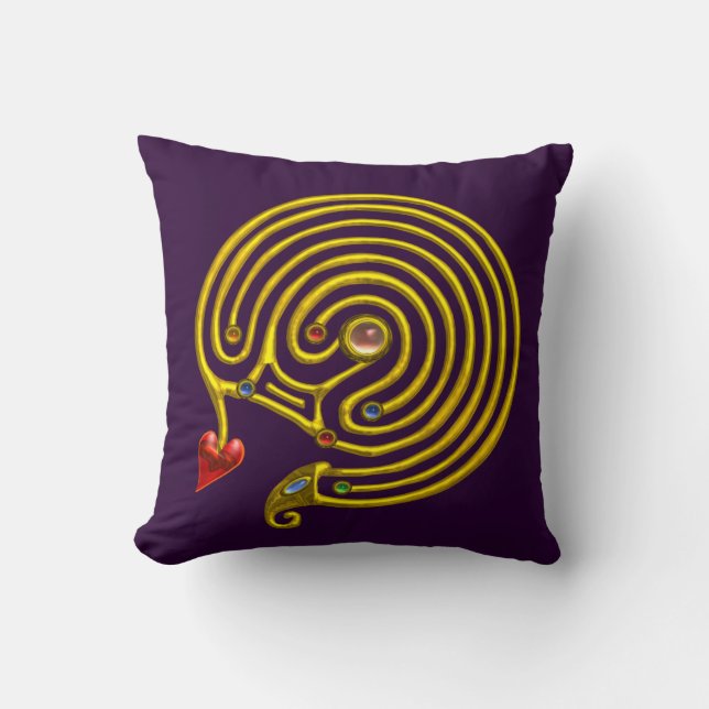 GOLD HYPER LABYRINTH ,Yellow Purple Cushion (Front)
