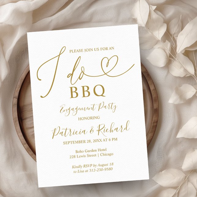 Gold I DO BBQ Engagement Party Invitation (Creator Uploaded)