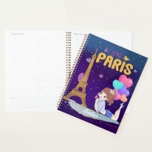Gold I Love Paris Eiffel Tower Planner