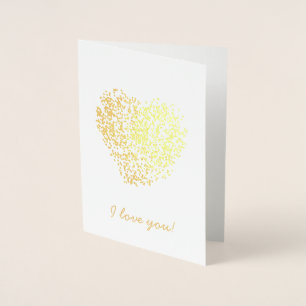 Gold I love you Dotted Heart Foil Card